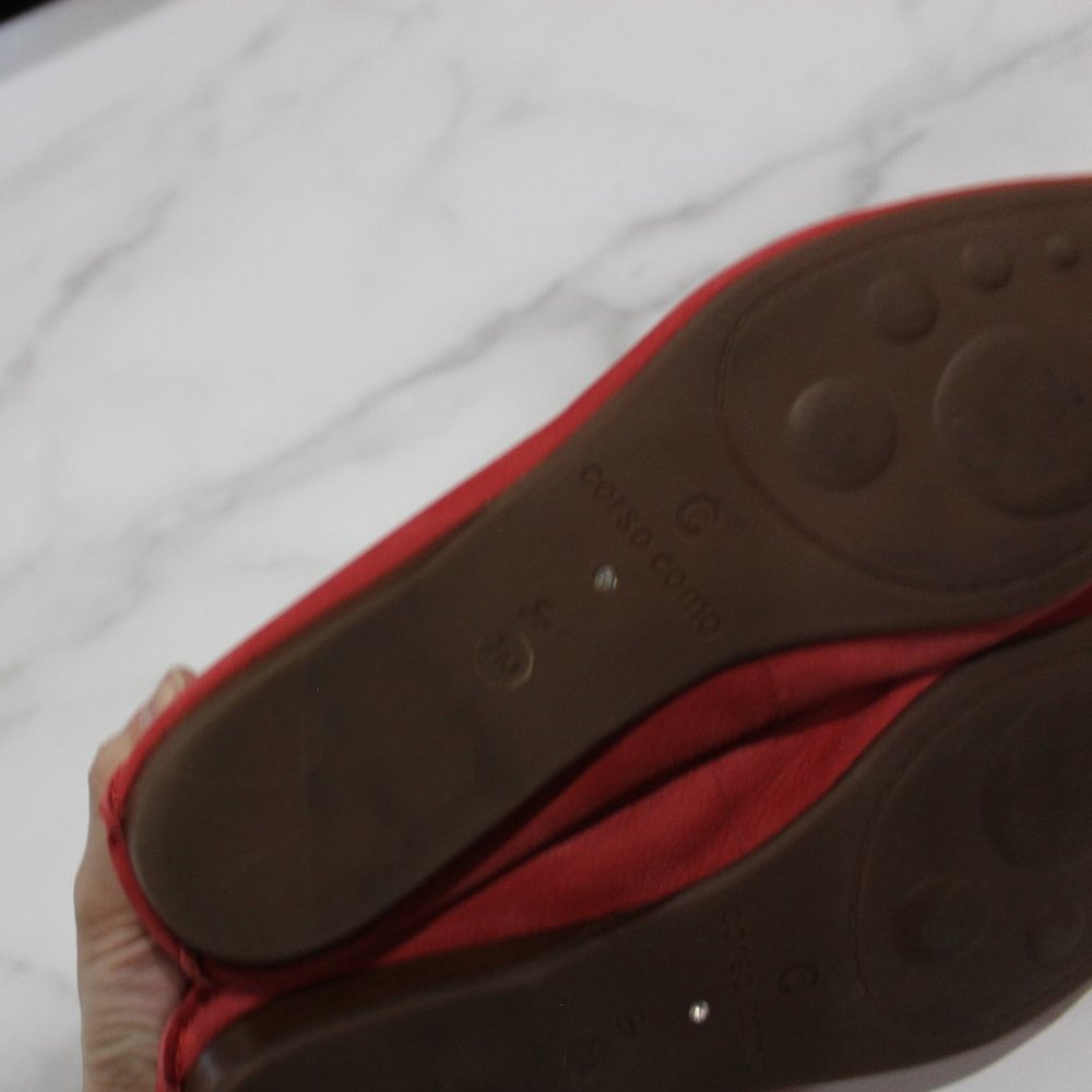 Corso Como Red Leather Square Toed Flats sz 7 NWT - Picture 3 of 8